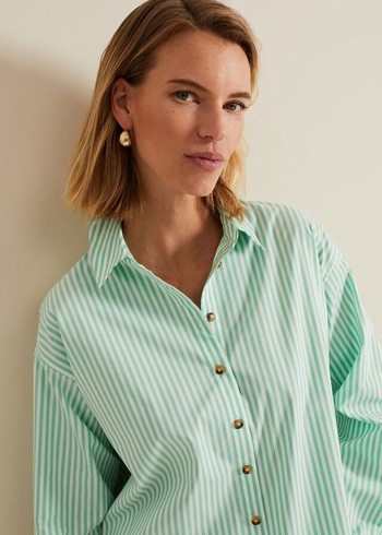 Phase Eight Green Striped Shirts Green/White Canada | TUGPBC-048